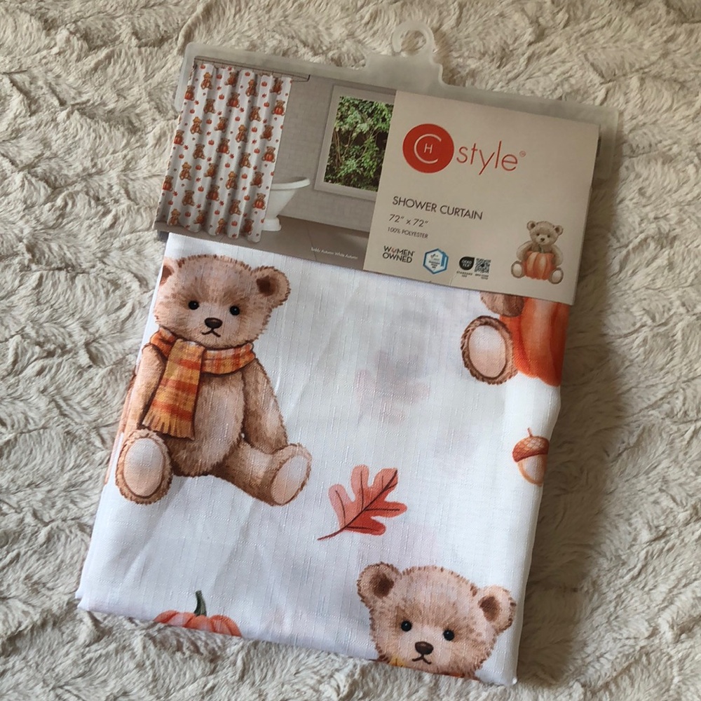 CH Style Teddy Bears and Pumpkins Shower Curtain